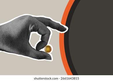 Mano con bolas de mármol de cristal en Vector. Juego glossy orb