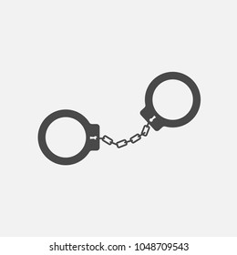 Hand Cuffs Vector Icon For Jail Crime And Prison