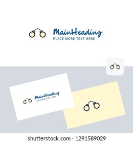 Hand cuffs  vector logotype with business card template. Elegant corporate identity. - Vector