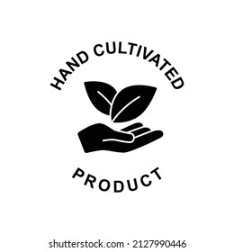 Hand cultivated label icon in black flat glyph, filled style isolated on white background