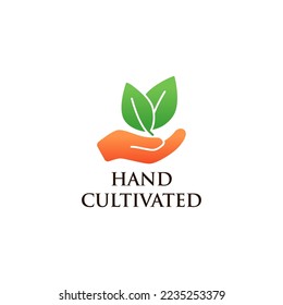 Hand cultivated label icon logo isolated on white background