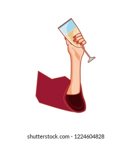hand with cup of champagne