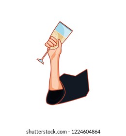 hand with cup of champagne