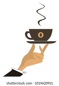 Hand with a cup of coffee illustration isolated vector