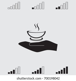 Hand and cup of coffee vector icon