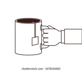 hand with cup of coffee with white background