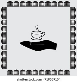 Hand and cup of tea vector icon