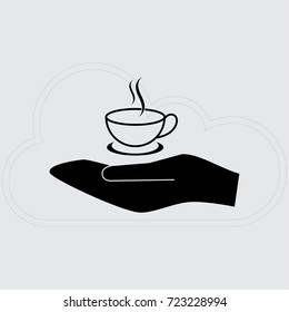 Hand and cup of tea vector icon