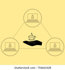 Hand and cup of tea vector icon