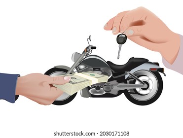 hand with currency and hand with trade keys