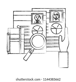 hand with curriculum vitae and objects