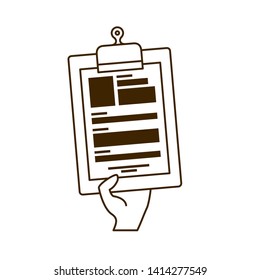 hand with curriculum vitae white background