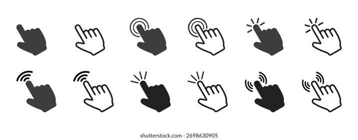 Ícone de vetor Cursor de Mão. Conjunto de designs de cursor