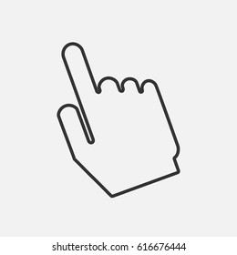 Hand cursor, black outlined pointer icon, vector illustration.