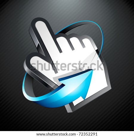hand cursor and blue arrow