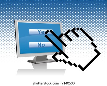 hand cursor choosing yes button