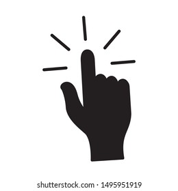 Hand cursor click icon design. Hand cursor icon in trendy flat style design. Vector illustration.