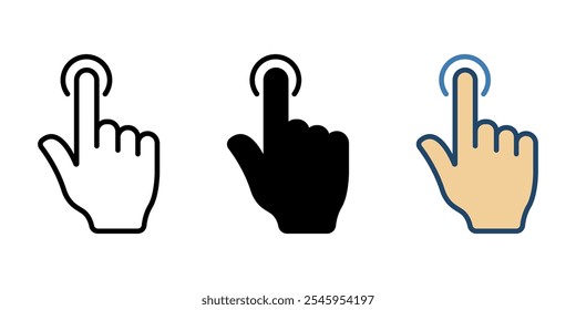 Hand Cursor Klick Symbol Design Set, Hand Finger Klick Symbol