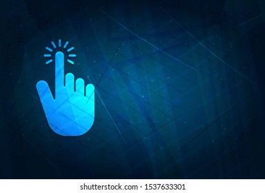 Hand cursor click icon isolated on futuristic digital abstract blue background