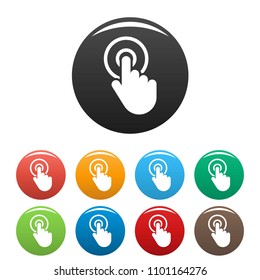 Hand cursor click icon. Simple illustration of hand cursor click vector icons set color isolated on white