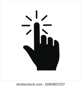 Hand cursor click icon with sparkle effect