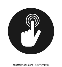 Hand cursor click icon vector illustration design isolated on flat black round button