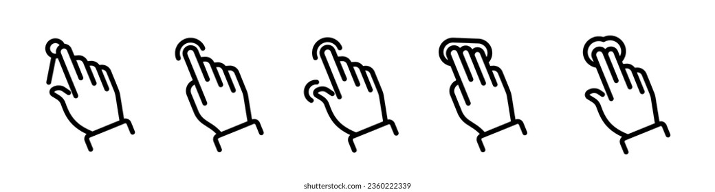 Hand cursor click icons. Hand touch, click, swipe. Cursor clicking icons. Hand touch gestures. EPS 10