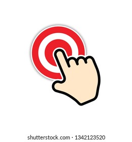 Hand cursor click, Hand pointer effect, Click on target, icon vector