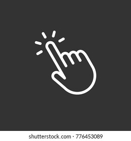Hand cursor, clicking pointer vector icon