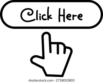 Cursor de mano haciendo clic en un contorno de Botón negro simple