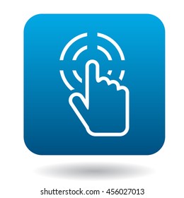 Hand cursor clicks icon in simple style on a white background