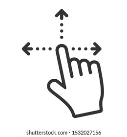 Hand Cursor With Dotted Lines Pointing In Different Directions, Drag / Move Icon