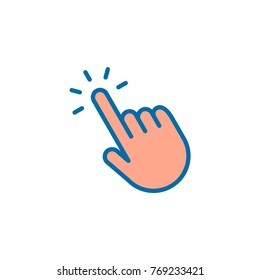 Hand cursor, finger clicking pointer vector icon