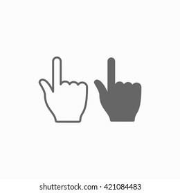 Hand cursor flat icon. Monochrome hand cursor isolated on background. Hand cursor closeup. Linear hand cursor. Vector set