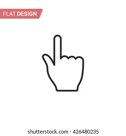 Hand cursor flat icon. Monochrome hand cursor isolated on background. Hand cursor closeup. Linear hand cursor