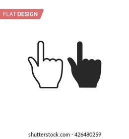 Hand cursor flat icon. Monochrome hand cursor isolated on background. Hand cursor closeup. Linear hand cursor. Vector set