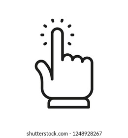 Hand cursor icon click, clicking pointer finger. Linear vector illustration.