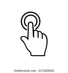 Icono del cursor de mano pulsando. Haga clic con la mano en el icono. Vector aislado del puntero del dedo