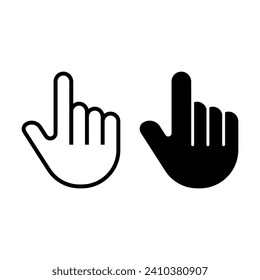 Icono del cursor de mano pulsando. Haga clic con la mano en el icono. Vector aislado del puntero del dedo