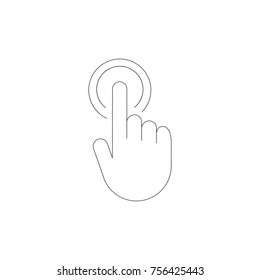 Hand cursor icon click, thin stroke