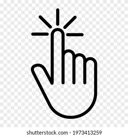 Hand cursor icon click. Vector symbol isolated on transparent background
