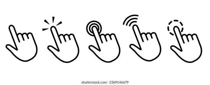 Hand cursor icon. Hand click icon. Cursor icon, vector illustration