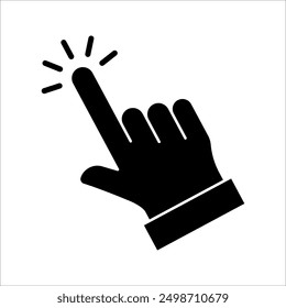 Hand cursor icon, click icon vector, hand click, pointer, on a white background.
