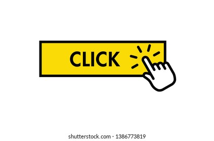 Hand cursor icon clicking on click here button