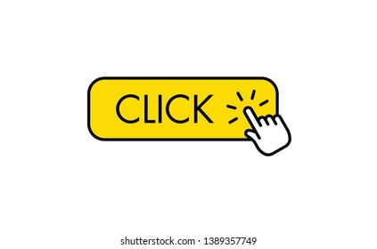 Hand cursor icon clicking on click here button