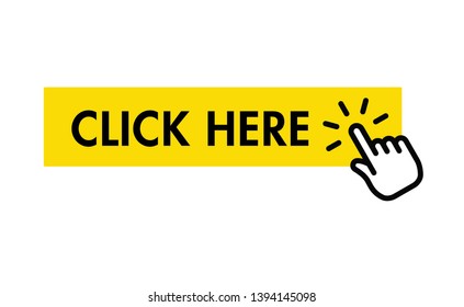Hand cursor icon clicking on click here button