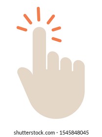Hand Cursor Icon Clicking on Hyperlink, Touch Gesture, Vector Image