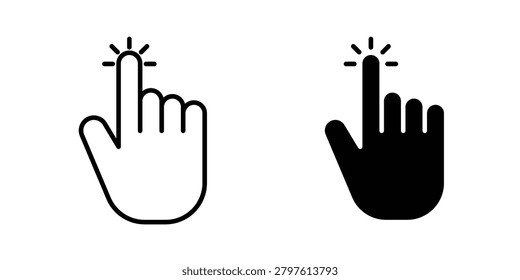 Hand cursor icon drawing lines. Silhouette style vector bundle.
