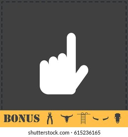 Hand cursor icon flat. Simple vector symbol and bonus icon