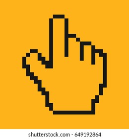 Hand cursor Icon Flat vector illustration on a yellow background.